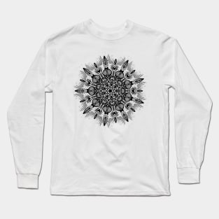 Creative Ornamental Mandala Symmetrical Line Art Graphic GC-012 Long Sleeve T-Shirt